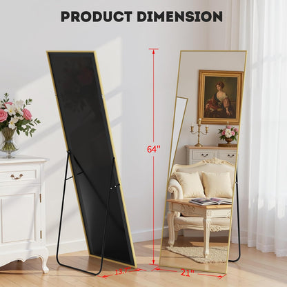 Simple Deluxe Arched Full Length Mirror, 71"x26"Large Floor Mirrors, for Wall Door Bedroom Bathroom Living Room (Gold)