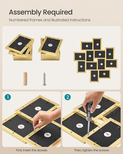SONGMICS 4x6 Picture Frames Collage Wall Decor, 12-Pack Photo Collage Frame, Multi Picture Frame Set with Glass Front, Assembly Required, Rustic Brown URPF022X01