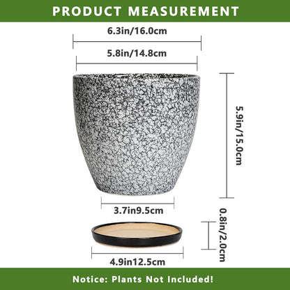 10 Inch Ceramic Planter Pot Round Plant Pot for Indoor Plants Outdoor Large Flower Pot with Drainage Hole and Saucer Blue