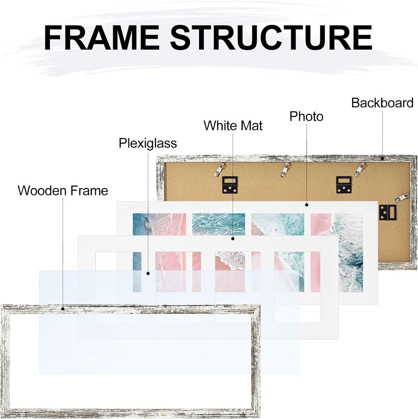 Vittanly 11x14 Collage Picture Frame, Displays 5Pcs 4x6 Pictures with Mat or 1Pcs 11x14 without Mat for Wall Mounting, Picture Frames Collage Wall Decor in Black, 1 Pack