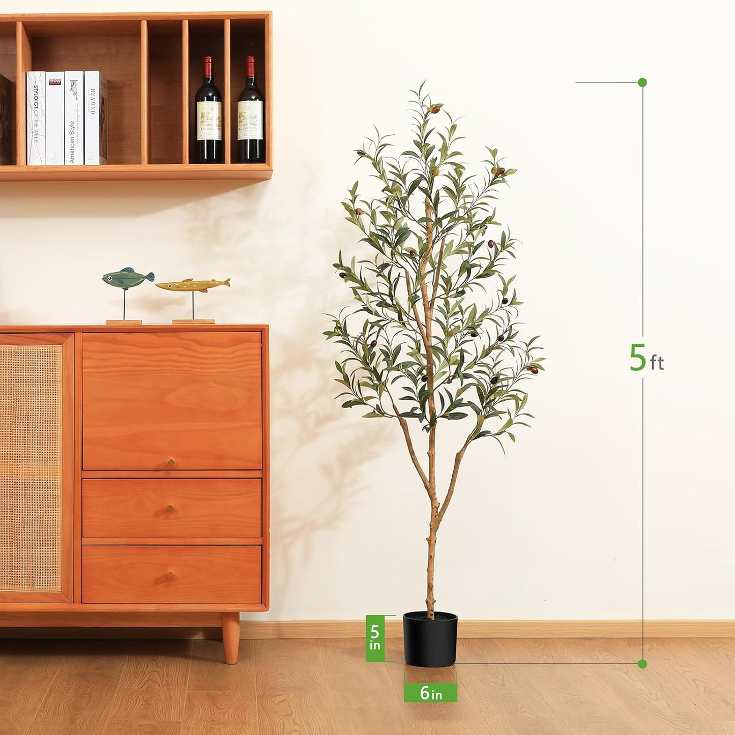 Kazeila Artificial Olive Tree 6FT Tall Faux Silk Plant for Home Office Decor Indoor Fake Potted Tree with Wood Branches and Fruits