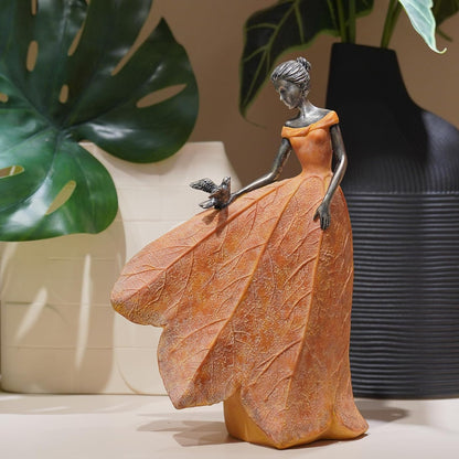 Guichifun Fairy Statue Collection Home Decoration - Leaf Angel Girls Resin Modern Table Decor for Living Room Office Sculpture Decor for Women Indoor Rustic Figurines Gift 5 x 3 x 7.5 Inch