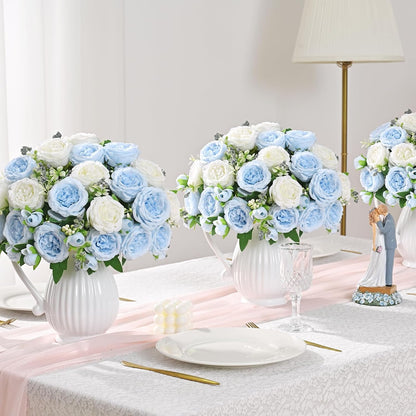 MARTINE MALL 2 Packs Peonies Artificial Flowers, Light Pink Artificial Peonies, Silk Peonies Flowers Fake Peonies Artificial Flowers Peonies Bouquet for Centerpiece Table Wedding Party Home Decor