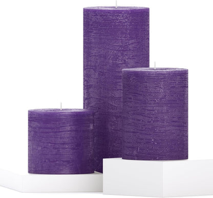CANDWAX 3x4 inch Pillar Candles Set of 3 – Unscented Dripless Rustic Dark Blue Candles for Room Decor, Weddings, Centerpieces