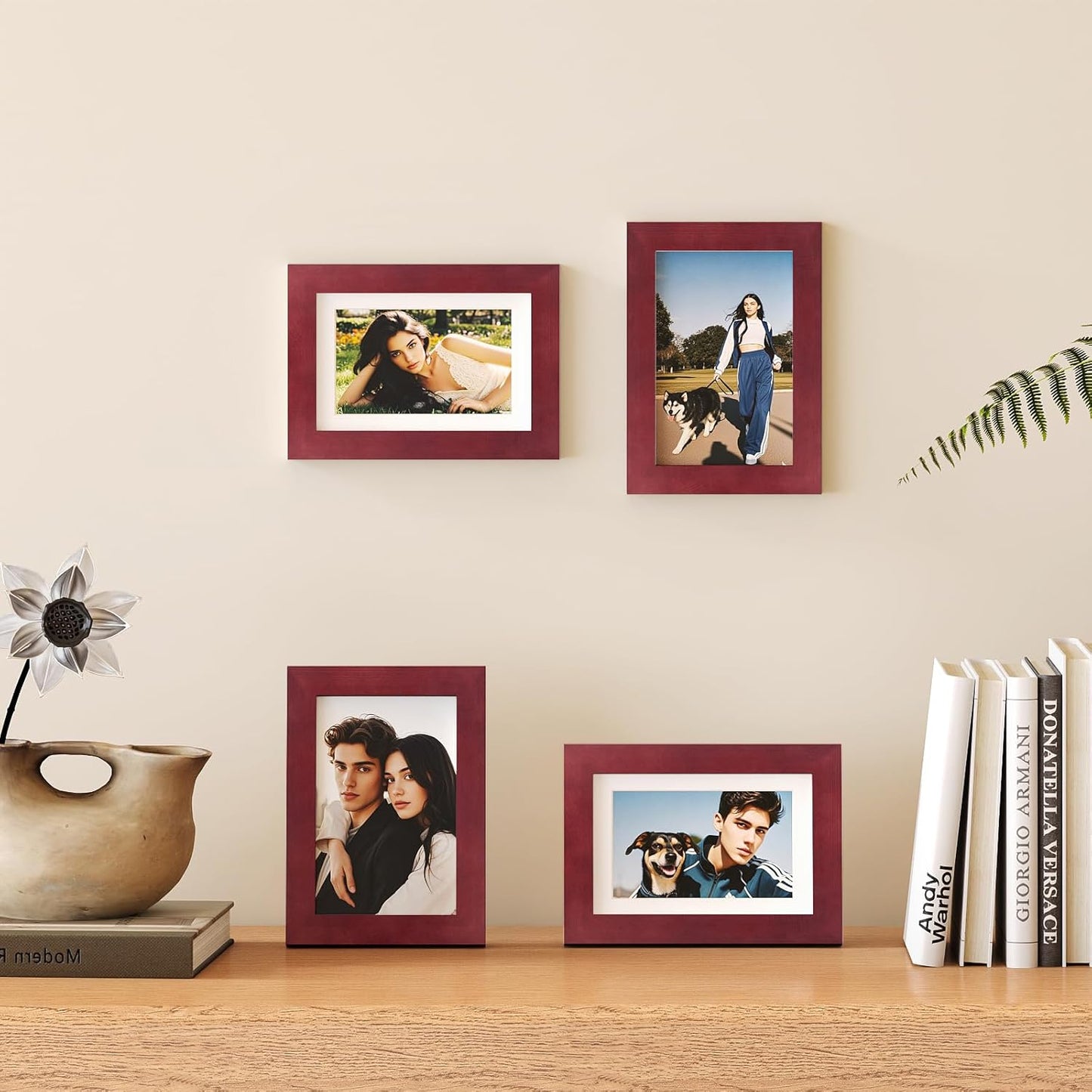 Egofine 12x16 Picture Frame Black, Covered by Plexiglass Made of Solid Wood, Display Pictures 9x12 and 11x14 with Mat or 12x16 Without Mat, for Wall Mounting Photo Frame - Colors A