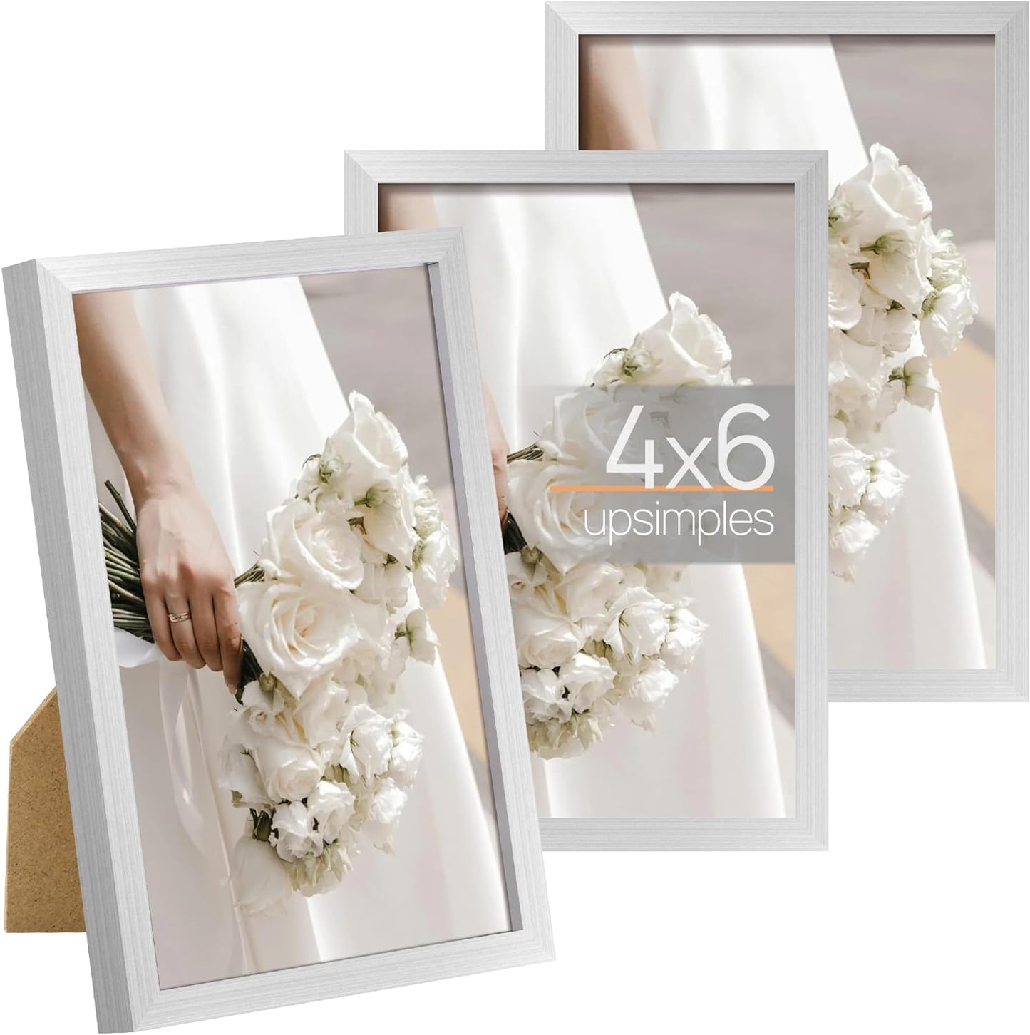 upsimples 5x7 Picture Frame Set of 3, Made of High Definition Glass for 5 x 7 Black Frames, Wall and Tabletop Display Thin Border Photo Frame for Home Décor