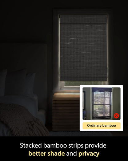 UNISHADES Cordless Bamboo Roman Shades for Windows, Blinds Size (30.5" W ×48" H) Colour (Highfield Teak)