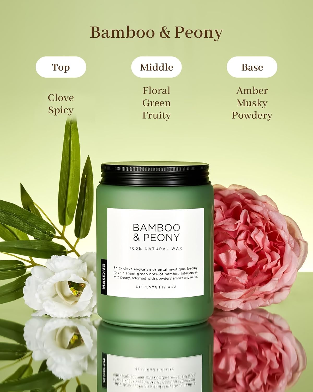 M&SENSE Eucalyptus & Mint Scented Jar Candle, Large 19.4oz Natural Soy Wax, 110-Hour Long Lasting Non-Toxic Clean Burning, Fresh Smelling Home Aromatherapy for Spa Stress Relief, Gifts for Men Women