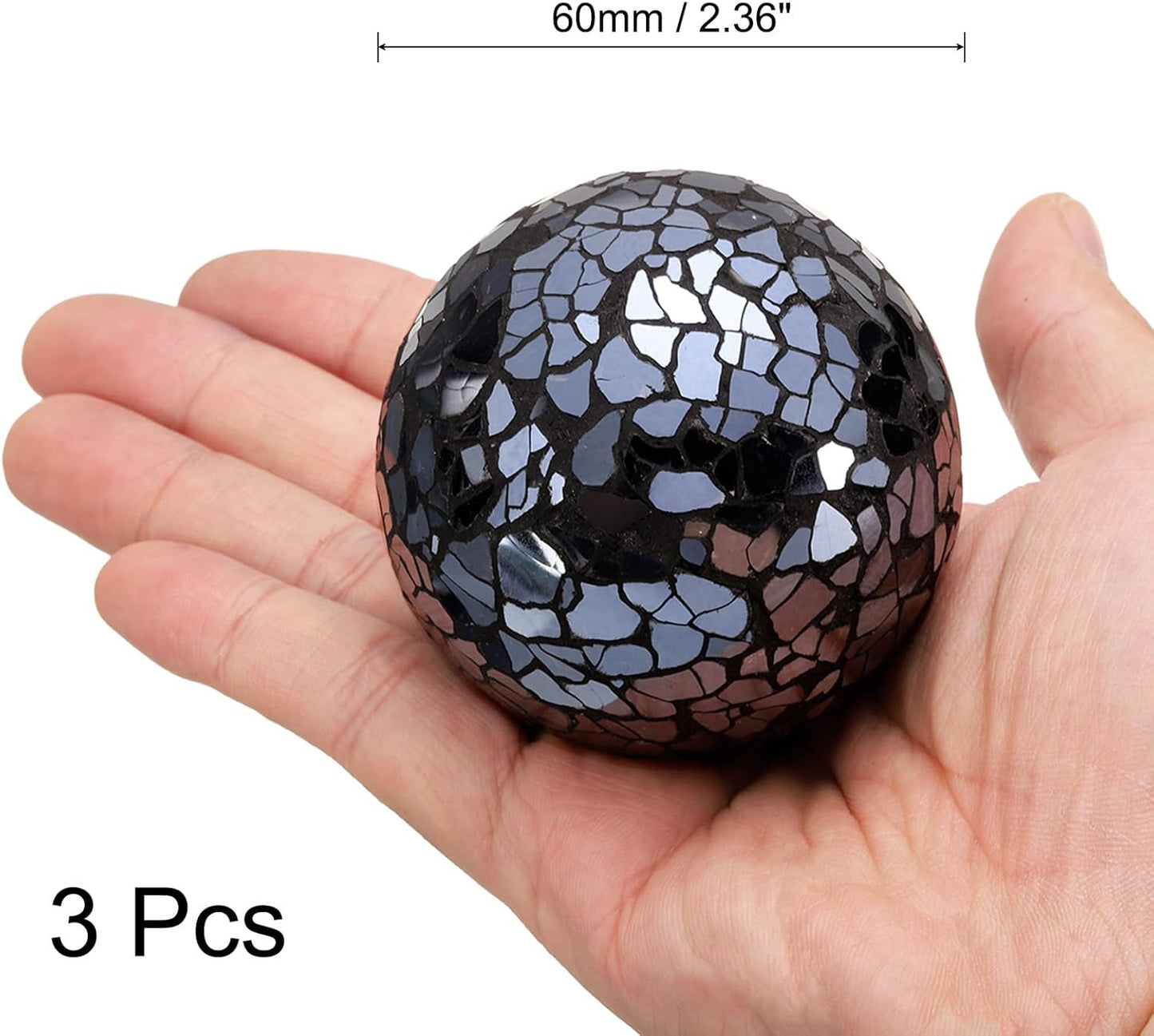 uxcell 3Pcs Decorative Glass Balls 2.36 Inch Orbs Centerpiece Balls Mosaic Glass Ball Sphere for Decor Bowls Vases Dining Table Party, Dark Blue