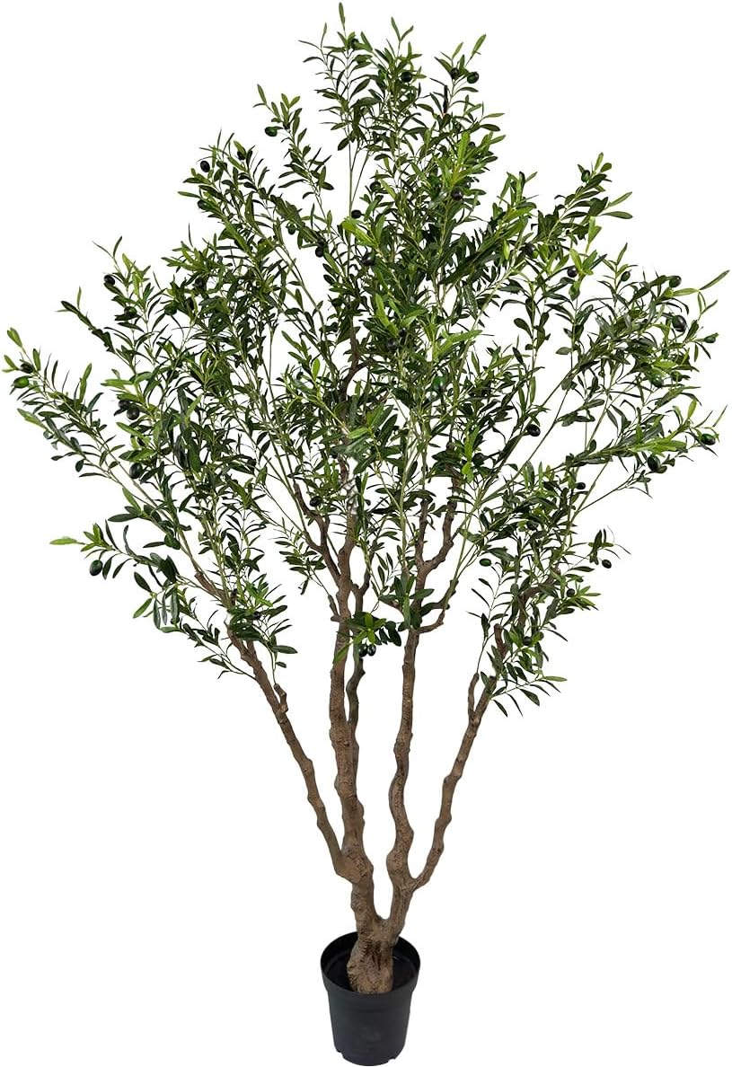 AfanD Artificial Tree Faux Olive Tree 8ft(92in,3200leaves) Tall Fake Olive Plant in Pot Fake Silk Tree Faux Plants Indoor