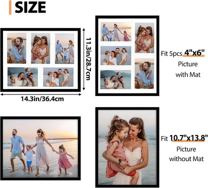 Fixwal Collage Picture Frame with Clear Plexiglass, Displays 5pcs 4x6 Photos or Use as One Frame for Gallery Wall Decor, Signature Collection, Black