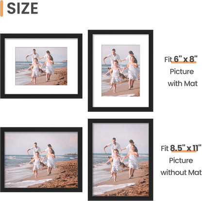 upsimples 5x7 Picture Frame Set of 10, Display Pictures 4x6 with Mat or 5x7 Without, Multi Photo Frames Collage for Wall or Tabletop Display, Black