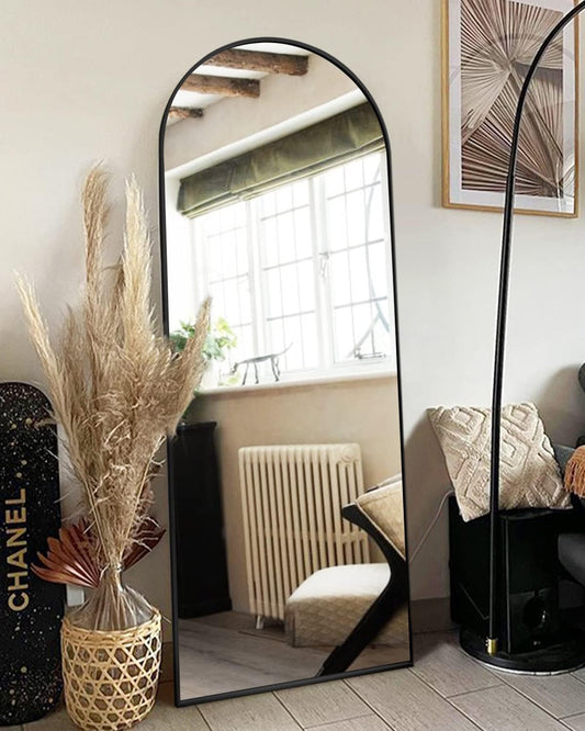ITSRG Floor Mirror, Full Length Mirror with Stand, Arched Wall Mirror, Gold Floor Mirror Freestanding, Wall Mounted Mirror for Bedroom Living Room, Gold