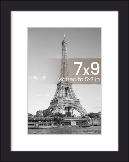 upsimples 8x10 Picture Frame, Display Pictures 5x7 with Mat or 8x10 Without Mat, Wall Hanging Photo Frame, Black, 1 Pack - Colors B