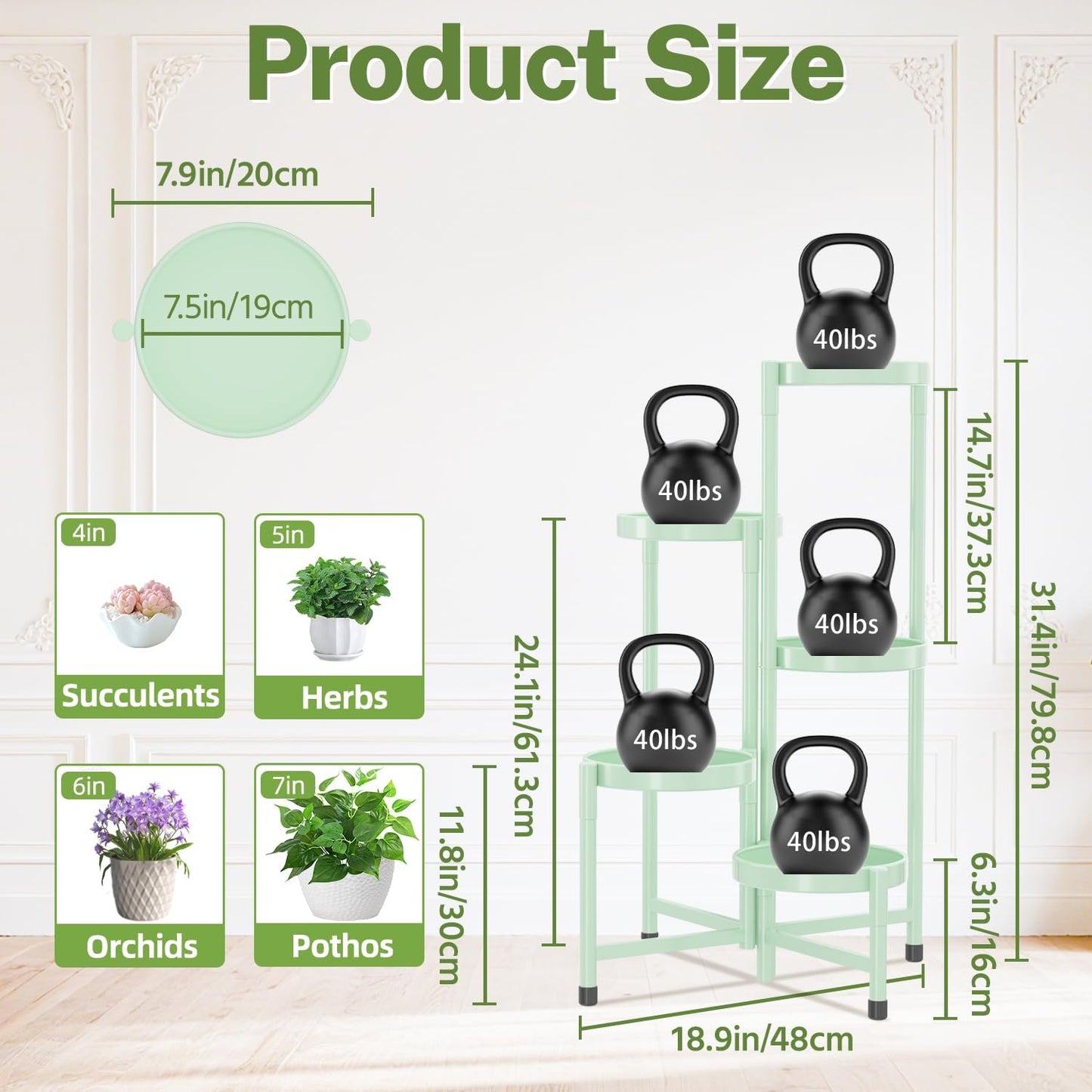 iDavosic.ly Plant Stand Indoor Outdoor, 5 Tier Corner Metal Flower Display Holder Shelf, Folding Tall Orchid Rack for Patio Balcony Porch Garden Living Room House, Black