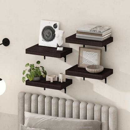 Furinno Rossi 5-Tier Wall Mount Floating Radial Corner Shelf, White