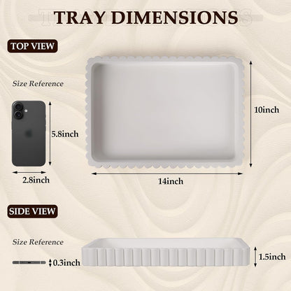 Concrete Decorative Tray for Coffee Table Decor, 14" Coffee Table Tray Ottoman Tray Table Centerpieces, Rectangular Modern Decorative Trays for Home Decor, Living Room, Entry, Black