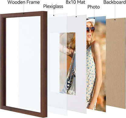 Vittanly 11x14 Picture Frame, Display Pictures 8x10 with Mat or 11x14 without Mat, Photo Frame for Wall Mounting, Black, 1 Pack - Colors B
