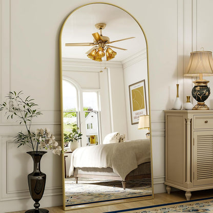 XRAMFY 56"x21" Arched Full Length Mirror Floor Mirrors with Aluminum Alloy Frame Free-Standing Wall Mounted Floor Mirrors or Large Dressing Mirror, Black Mirror Full Length