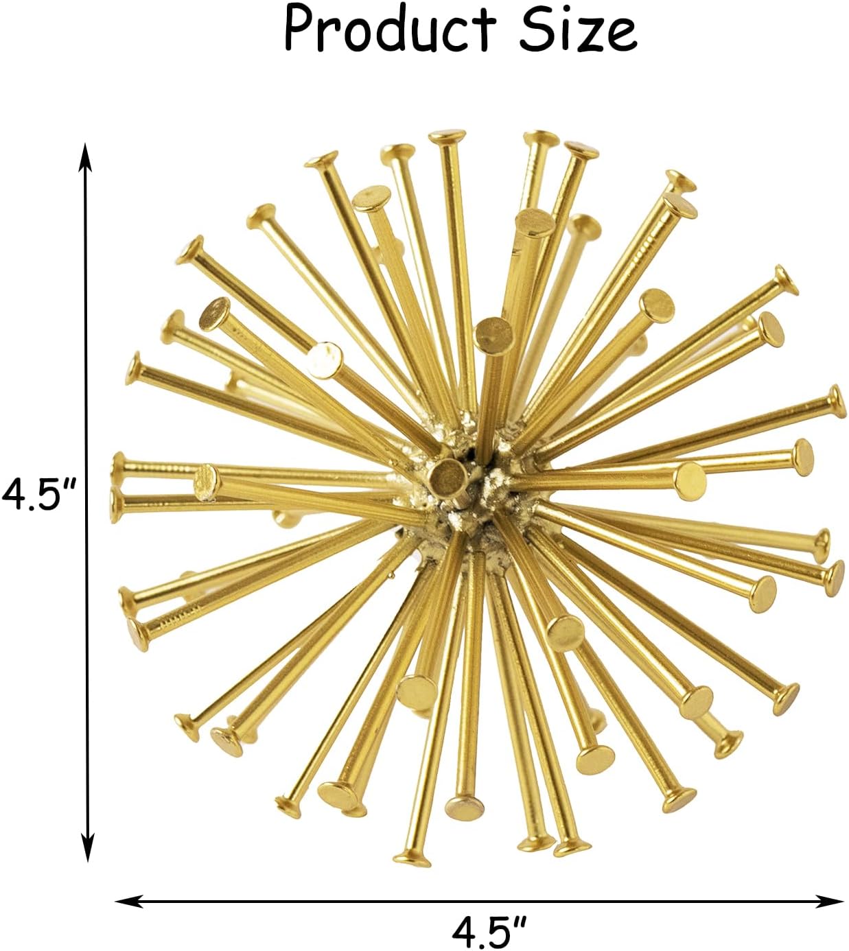 5.5" Gold Metal Geometric Sculpture, Modern Square Decorative Sphere, Small Tabletop Decoration Ball for Home Office Table Shelf Living Room Bedroom Desk Decor