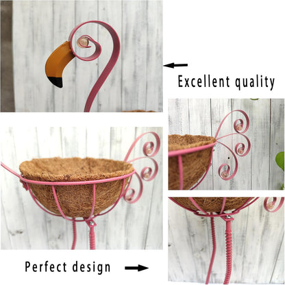 COOZZYHOUR Metal Peacock Planter with Fiber Basket -Garden Bird Planters for Outdoor Indoor Lawn,Yard,Porch,Patio, Garden Decorations（Set of 2）