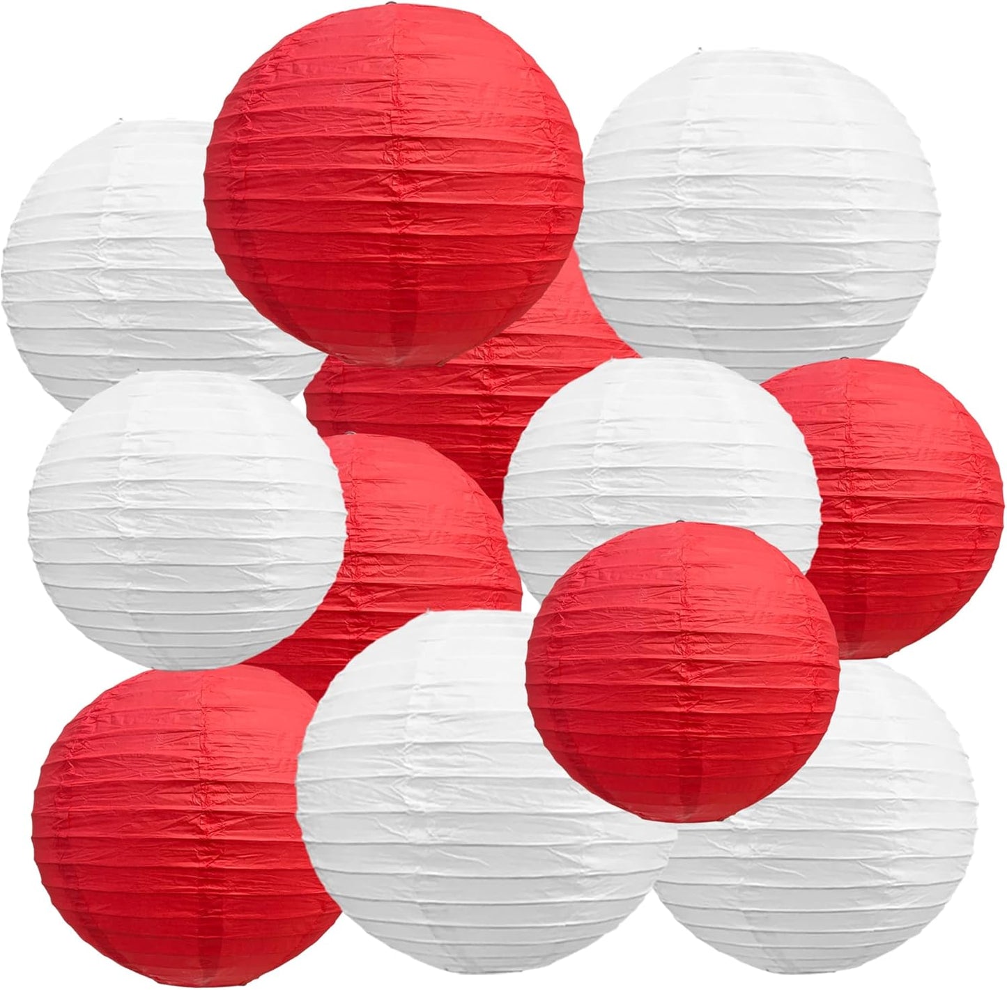 BEISHIDA 10Pcs White Paper Lanterns Decorative Chinese/Japanese Hanging Round Paper Lanterns Lamp for Birthday, Wedding, Christmas, Bridal, Home Decor, Party Decoration(Size of 4”, 6”, 8”, 10”)
