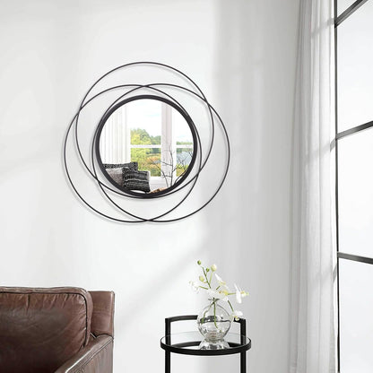 Gold Sunburst Mirrors for Wall Decorative Metal Round Art Mirrors Large Wall Decor Hanging Mirror for Bathroom Bedroom Living Room Vanity Entryway 16"