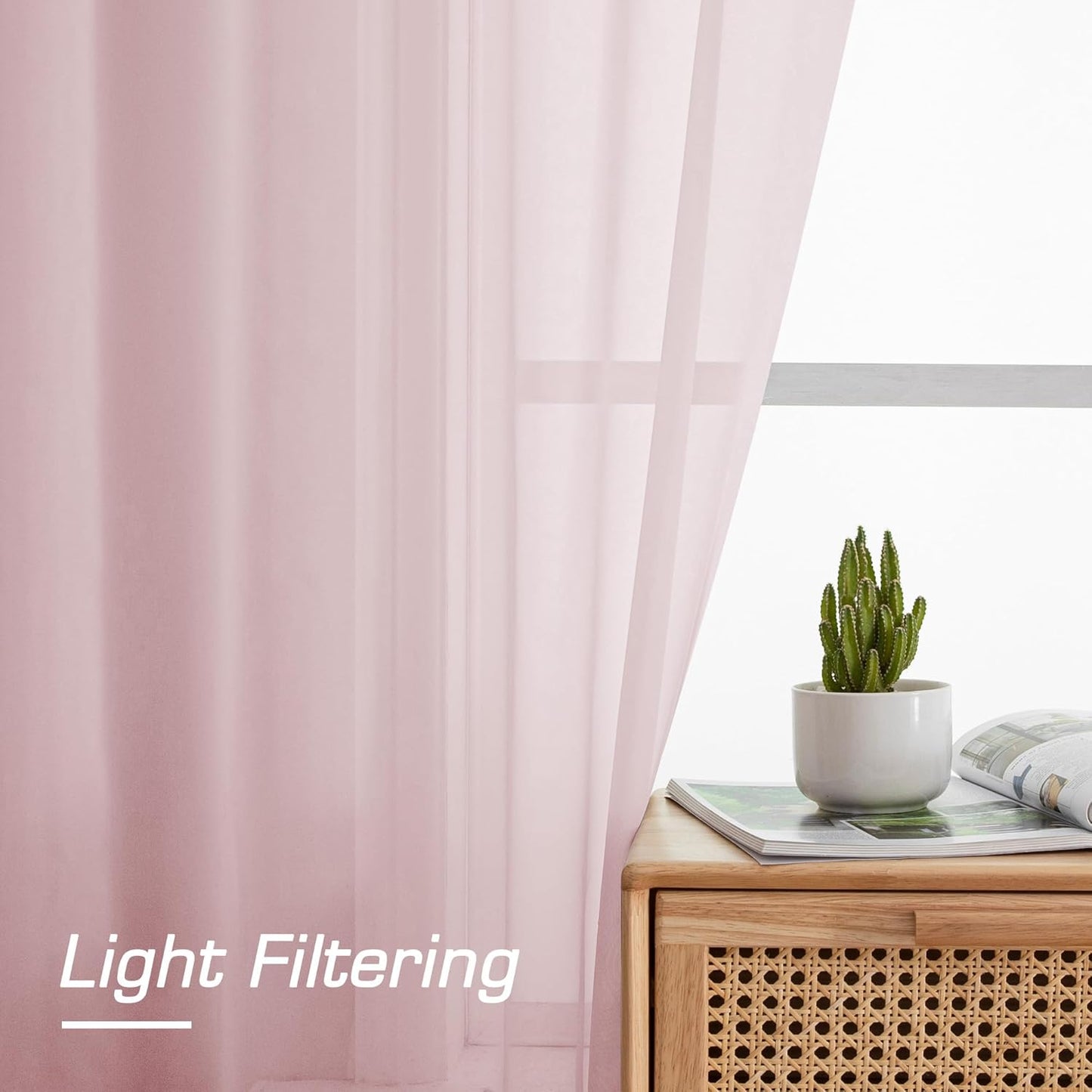 OWENIE Sheer Curtains 84 inches Long 2 Panels Set for Living Room/Bedroom, Rod Pocket Voile Sheer Panel Drapes, White, 2pcs, Each 42" W x 84" L - Colors A