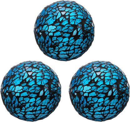 uxcell 3Pcs Decorative Glass Balls 2.36 Inch Orbs Centerpiece Balls Mosaic Glass Ball Sphere for Decor Bowls Vases Dining Table Party, Dark Blue
