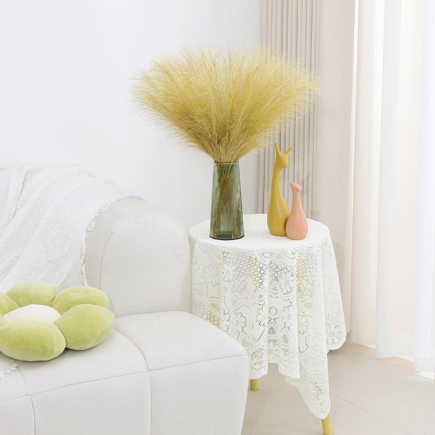 Pampas Grass Decor 30 Pcs 21.7 Inch Faux Brown Pampas Grass Bulk Artificial Dried Flowers Small Vase Filler Pompas Grass.