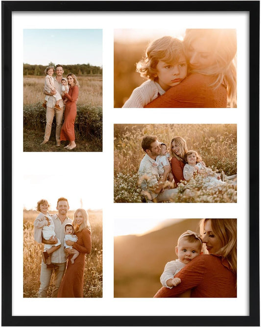 PHAREGE 5 Openings 4x6 Picture Frame Collage Black 4 Pack, 11x14 Poster Frame Set of 4, Display Family Wedding Photos Horizontal or Vertical on The Wall