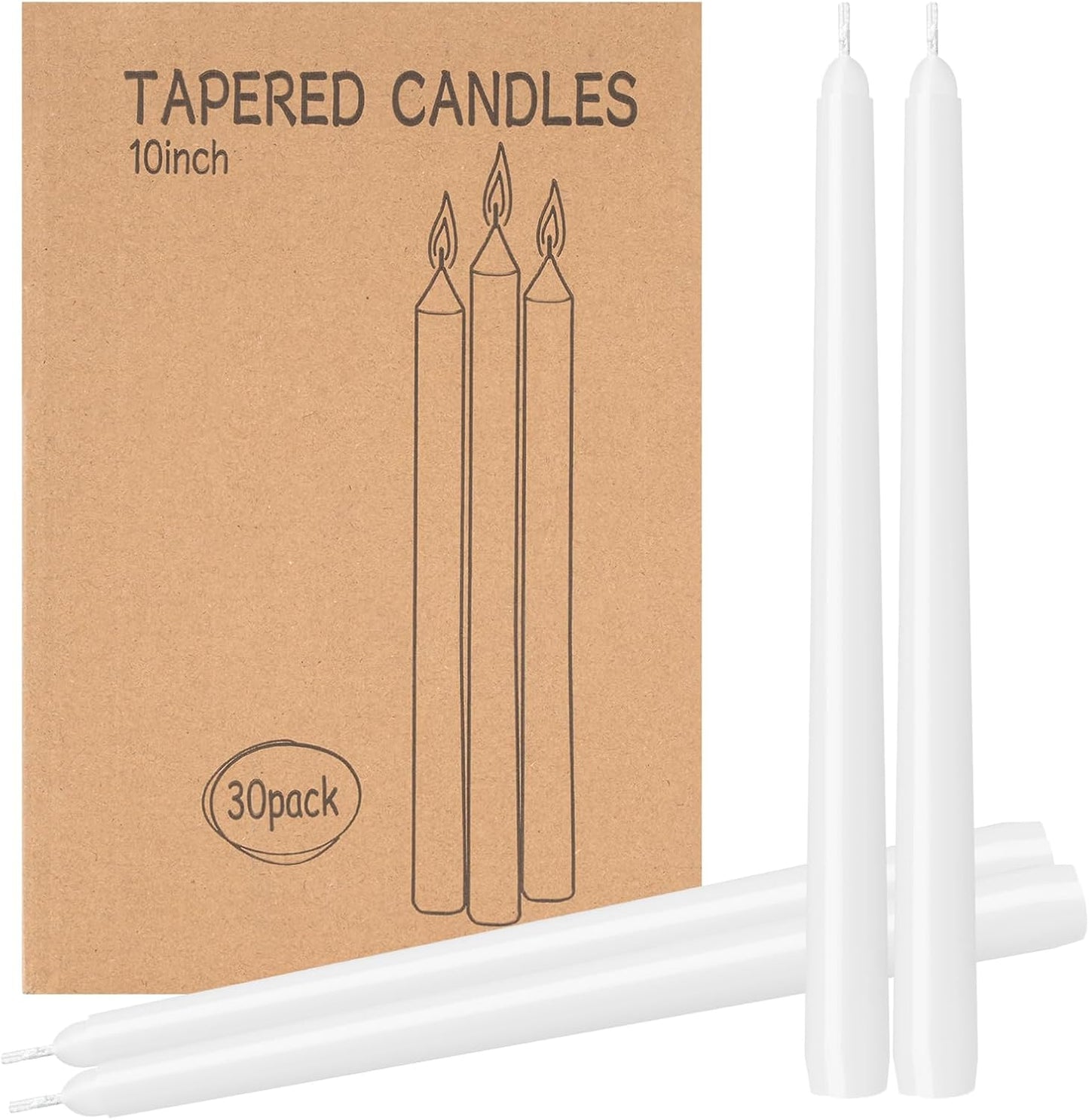 4 Pack Ivory Taper Candles - Taper Candles 10 Inch Dripless, Smokeless & Unscented - 8 Hours Long Burning - Hand Poured Tall Candlesticks - Ideal for Weddings, Dinner Parties, and Home Decor