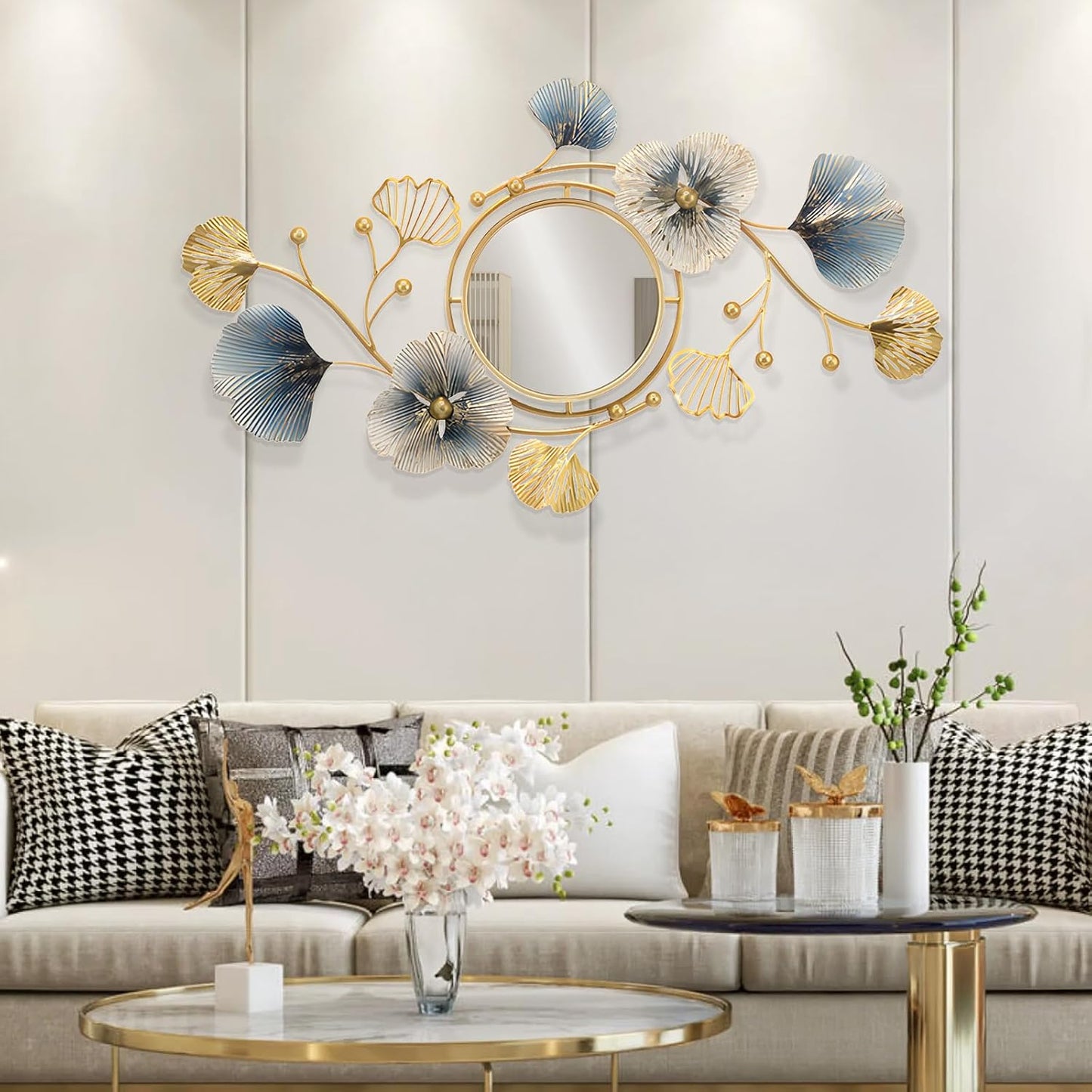 Lucky Monet Large Wall Decor for Living Room, Modern Metal Wall Art, 3D Textured Geometric Wall Sculpture 59"x24" Wall Hanging Decoration for Dinning Room Bedroom Entryway