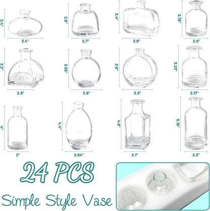 Bud Vases Set of 12, Clear Glass Bud Vase in Bulk, Small Vases for Centerpiece Mini Modern Flower Vase Transparent, Wedding Party Table Home Decor