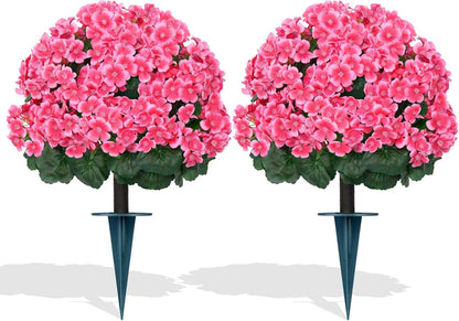 2Pack 4FT Artificial Bougainvillea Topiary Trees for Outdoor, Fake Silk Flowers Plants Bushes with Ground Spike, Faux UV Resistant Shurbs Trees for Outside,Front Porch,Patio,Balcony Decor