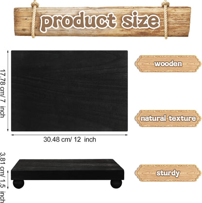 Amyhill Wood Pedestal Stand Kitchen Soap Tray Farmhouse Wooden Riser Stand for Kitchen Bathroom Counter Table Decor Plant Candle Vases Display(Classic,Black,12 x 7 Inch)