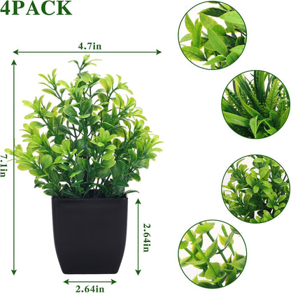 CEWOR Fake Plants 2 Pack Mini Potted Plants Bathroom Accessories Small Artificial Greenery Decorations for Bathroom Office Home Room Kitchen Table Indoor