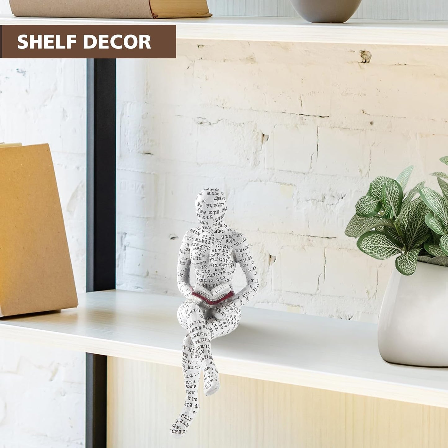 GRAPMKTG Home Decor Pulp Reading Women Thinker Statue Aesthetic Sculpture Room Decor Modern Abstract Decoration on Shelf Table Desk for Living Room Office Bedroom A