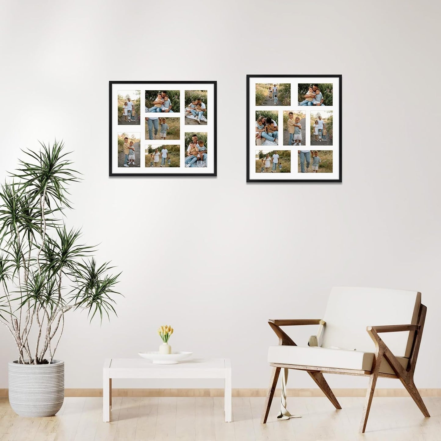 PHAREGE 5 Openings 4x6 Picture Frame Collage Black 4 Pack, 11x14 Poster Frame Set of 4, Display Family Wedding Photos Horizontal or Vertical on The Wall