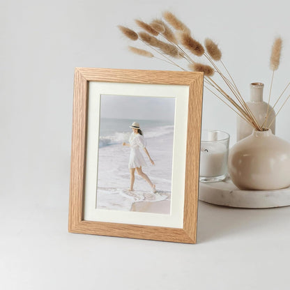 5x7 Picture Frame, Solid Oak Wood 5 x 7 Photo Frame with Mat to 4x6, 7x5 Picture Frames for Wall and Tabletop Display, (Walnut Set of 1)