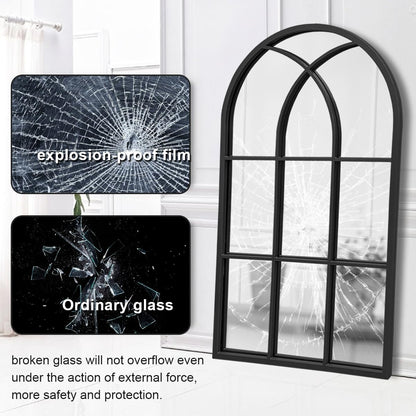 Dewfig 65"x 22" Arched Window pane Full Length Mirror, Wall Mirror, Floor Standing Mirrors, Farmhouse Long Full Body Mirrors Wall Mounted for Living Room, Bedroom, Entryway, Fireplace, Black