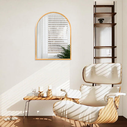 Black Arched Wall Mirror Aluminum Alloy Frame Bathroom Mirror Brushed Metal Vanity Wall Mounted Mirror for LivingRoom Bedroom Entryway Room Home Decor 16"x12"