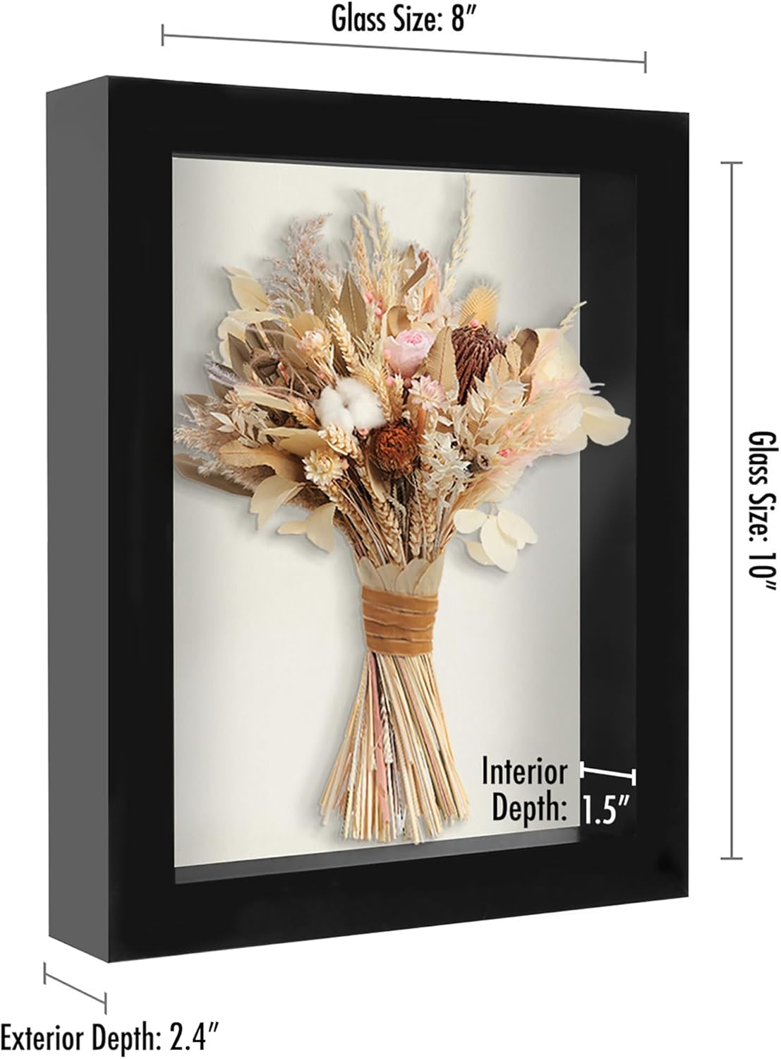 Americanflat 12x16 Shadow Box Frame with Polished Plexiglass - Silhouette Collection - Large Shadow Box Display Case for Tabletop and Wall Display - Black with Soft Felt Back