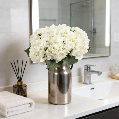 Kimura's Cabin 6pcs White Hydrangea Artificial Flowers Silk Fake Hydrangeas Faux Hydrangea Flowers with Stems for Wedding Bouquets Arrangement Home Table Centerpieces Baby Shower Party Decoration