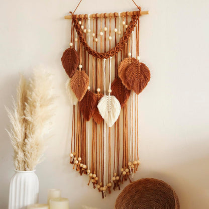 Artilady Macrame Wall Hanging -Handmade Sage Green Leaf Wall Tapestry,Boho Decorations for Bedroom Living Room Bathroom,Earthy Room Decor,Wedding Birthday for Women Girls