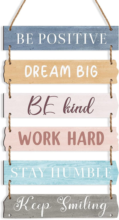 6 Pieces Rustic Wall Hanging Plaque Sign Inspirational Wall Art Farmhouse Wooden Door Signs Positive Plaque with Quotes Motivational Quote Decor for Office Bedroom Living Room(Retro Style)