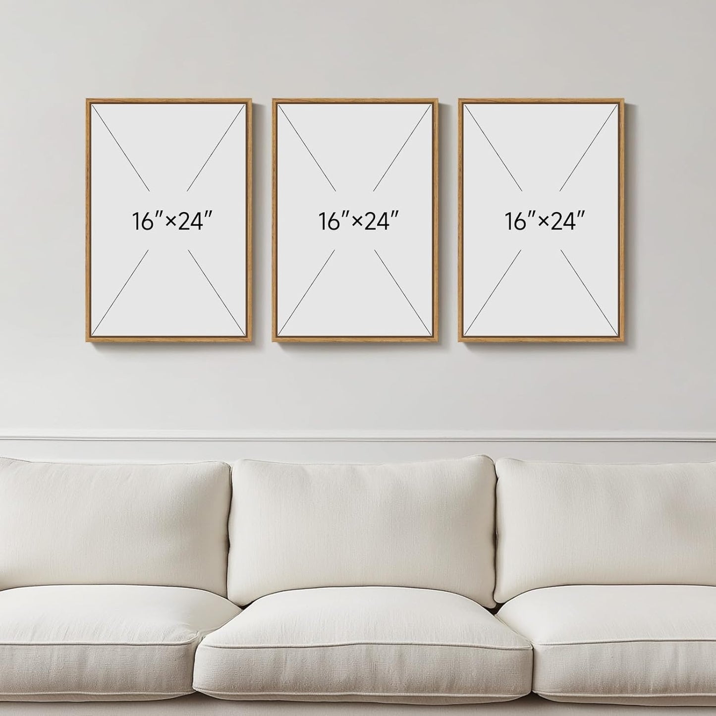 Large Framed Neutral Abstract Wall Art for Living Room, 3 Piece Modern Canvas Prints Paintings Artwork for Walls, Black and Beige Pictures for Living Room Hallway Stair Office Wall Decor 24x36 Inch