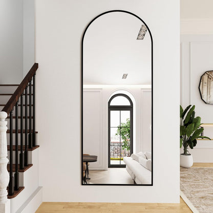 Mirror Full Length, 71"x26" Arched Full Length Mirror, Arch Mirror with Stand, Large Standing Mirrors, Oversized Full Body Mirrors with Aluminum Frame for Bedroom, Living Room (White)