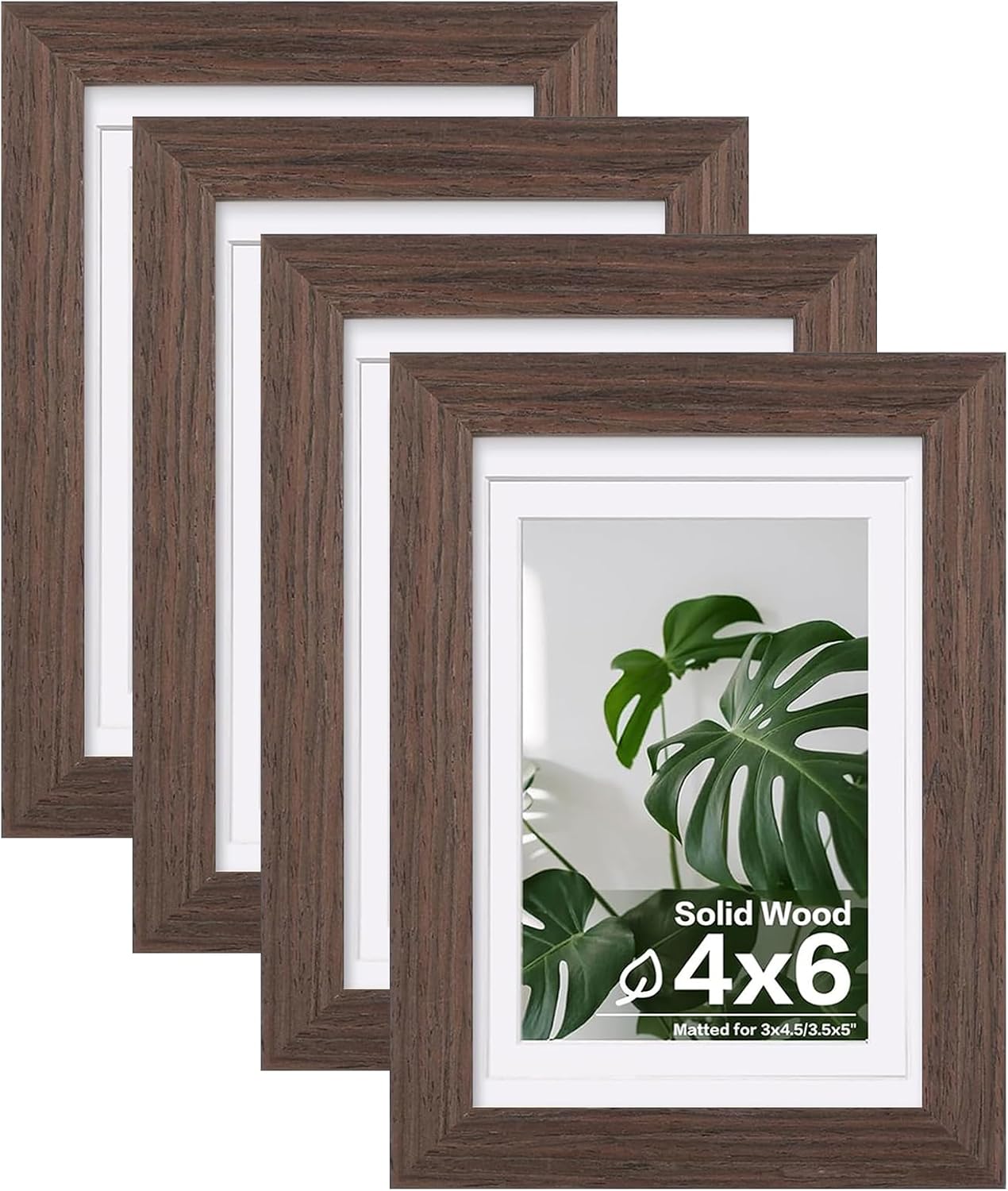 Egofine 8x10 Picture Frames Set of 4, Made of Solid Wood Covered by Plexiglass 4x6 and 5x7 with Mat or 8x10 without Mat, for Table Top Display and Wall Mounting Photo Frame Black