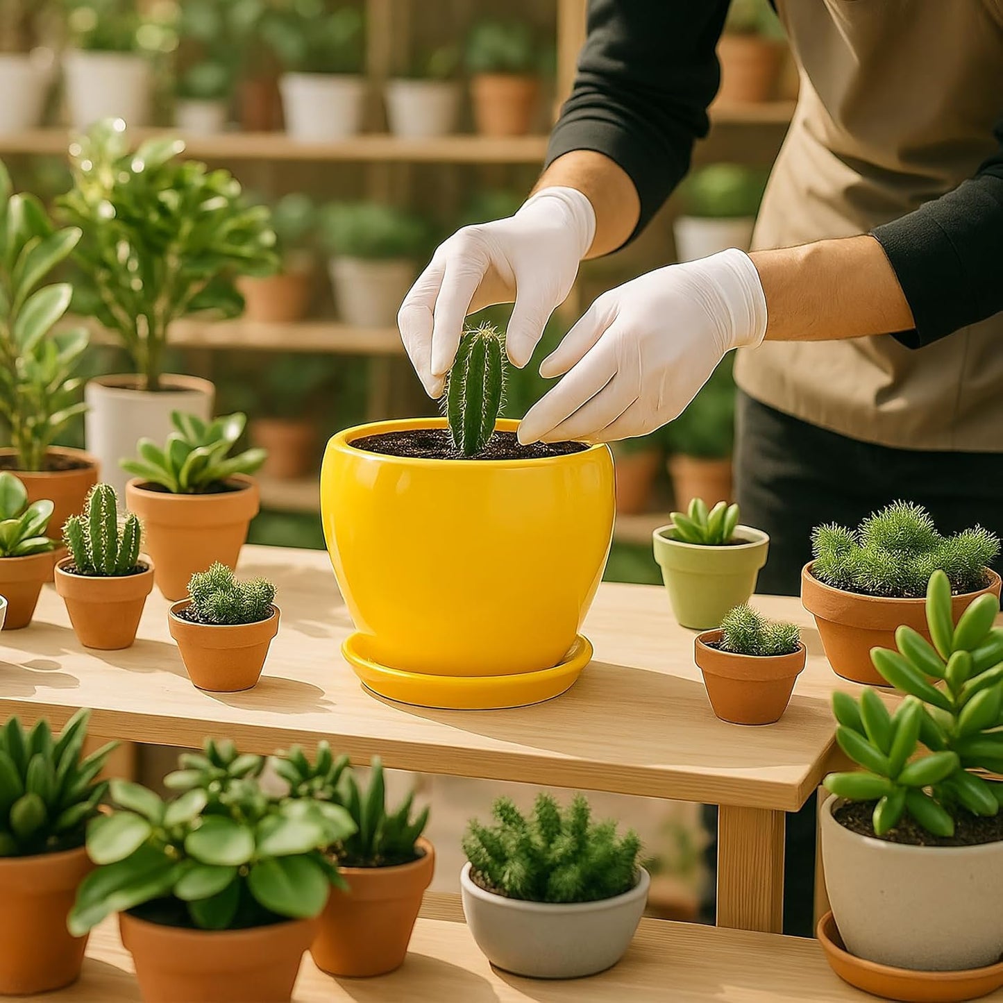 Deep Dream 6 Inch Plant Pots- Ceramic Planter Pot with Drainage Hole and Saucer, Round Flower Pot for Indoor Outdoor Succulent, Snake Plants and Cactus, Blue